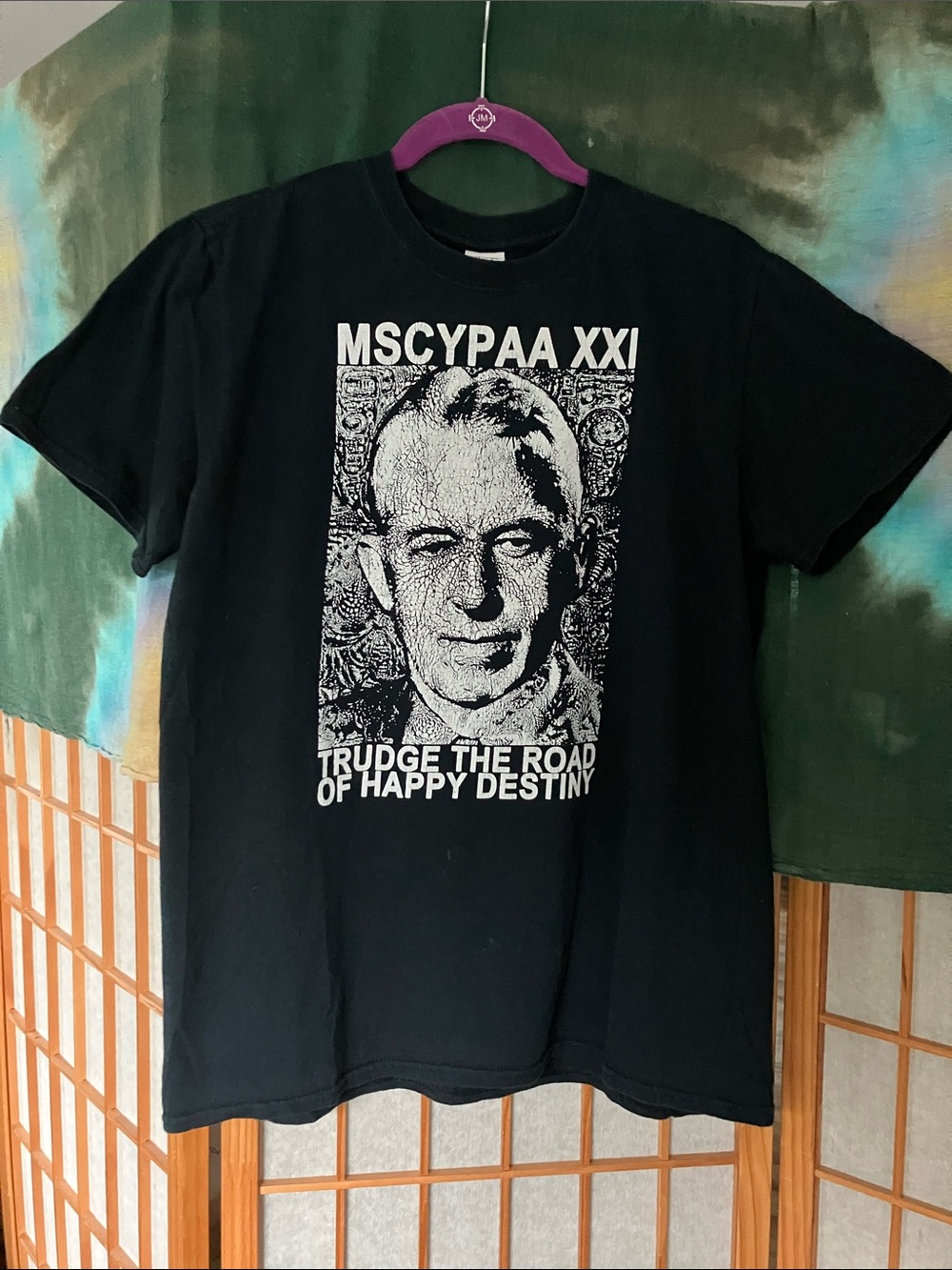 MYCYPAA XXI Black Graphic Short-Sleeve Tee with Front Portrait Print